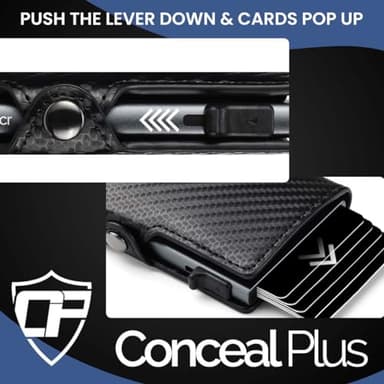 Card Blocr Pop Up Credit Card Wallet, RFID Blocking Credit Card Holder for men, Compact Card Holder Wallet for Secure Storage (Carbon Fiber Style Black & Titanium) - Image 3