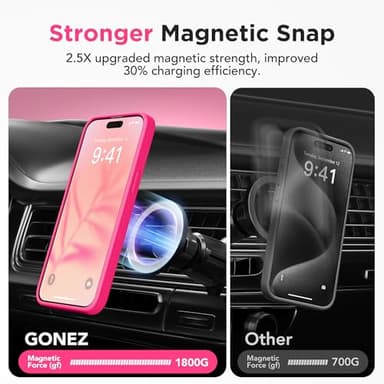 GONEZ Magnetic for iPhone 15 Pro Max Case,Compatible with MagSafe,[Military-Grade Drop Protection][Anti-Fingerprint] Slim Translucent Matte Back Shockproof Phone Protective Case(Hot Pink) - Image 4