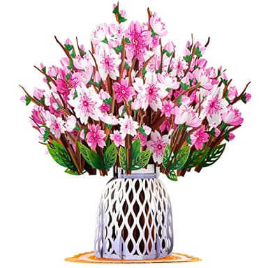 Paper Love HugePop 3D Cherry Blossom Pop Up Card with Detachable Paper Flower Bouquet, Gift for Birthday, Wedding, Thank You, All Occasions - Jumbo 10" x 14" Cards - Includes Envelope and Note - Image 1
