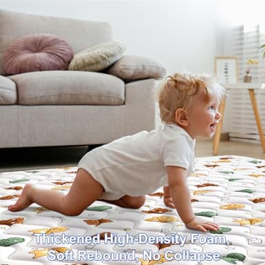 Premium Foam Baby Play Mat for Floor 79" X 71", Extra Large Soft Thicker Activity Playmats for Babies, Toddlers, Infants, Play & Tummy Time, Foldable & Machine Washable Baby Crawling Mat - Image 5