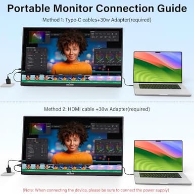 InnoView 23.8" Large Portable Monitor, FHD 144HZ 100% SRGB IPS USB-C HDMI Work Home Gaming Second Monitor 1080P W/180°Adjustable Stand for Laptop, MacBook, Phones - Image 4