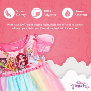 Disney Girls' Princess Fantasy Gown Nightgown, PRINCESS PARTY GOWN 4, 4T - Image 3