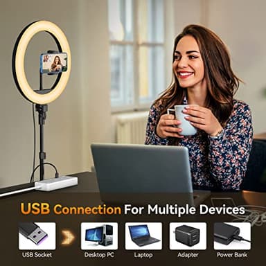 TODI 12" Ring Light with 63" extendable Tripod Stand, Selfie RingLight with Phone Holder and Selfie Remote, 2-in-1 Dimmable LED Ring Light for Makeup, Live Stream, Photography - Image 5