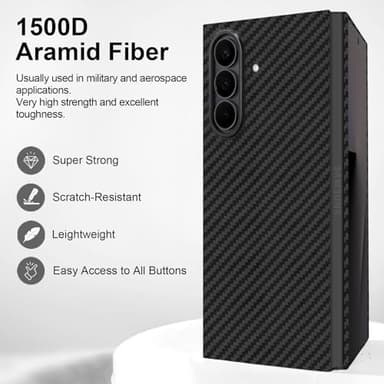 Lenpiti Slim 1500D Aramid Fiber Case Compatible with Samsung Galaxy Z Fold 7, Thin Carbon Fiber Cover Compatible with Magsafe (Matte Black)‌ - Image 5