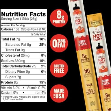 Tillamook Country Smoker Beef Sticks, Mike's Hot Honey, 1 Ounce (8 Sticks) Real Hardwood Smoked Sausages, Low Carb, High Protein, Individually Wrapped, Ready to Eat Sweet & Spicy Snack - Image 2