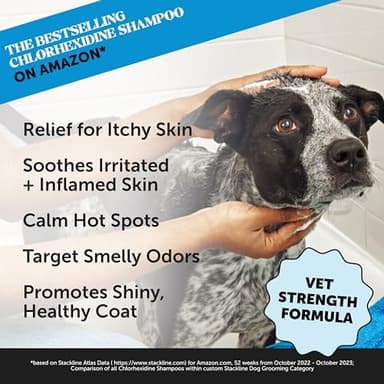 Chlorhexidine Cat & Dog Seasonal Itch Relief Shampoo, for Allergies, Itching, Skin and Coat Supplement, Helps Shedding, Hot Spots, Deodorizing Dog Shampoo & Grooming Supplies,16oz - Image 2