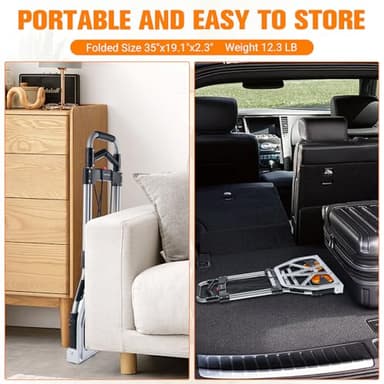 380 LB Capacity Folding Hand Truck Heavy Duty Foldable Dolly Cart with Wheels, Aluminum Collapsible Hand Cart Portable Trolley Dolley with Telescoping Handle for Moving Use Gorpuire - Image 7