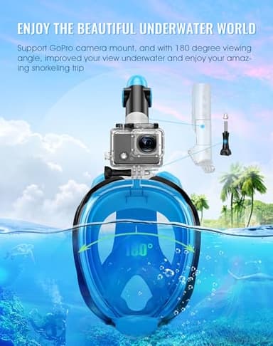 Greatever G2 Full Face Snorkel Mask with Latest Dry Top System,Foldable 180 Degree Panoramic View Snorkeling Mask with Camera Mount,Safe Breathing,Anti-Leak&Anti-Fog - Image 5