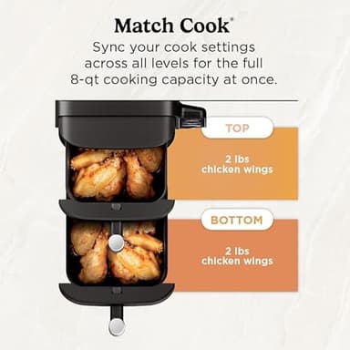 Ninja Air Fryer, 8 QT DoubleStack 2-Basket, Space Saving Design, Cooks 2lb Chicken Wings, Feeds up to 6 People, 6-in1 Air Fryer, Roast, Bake & More, Easy to Clean, Dishwasher Safe Parts, Black, SL201 - Image 8