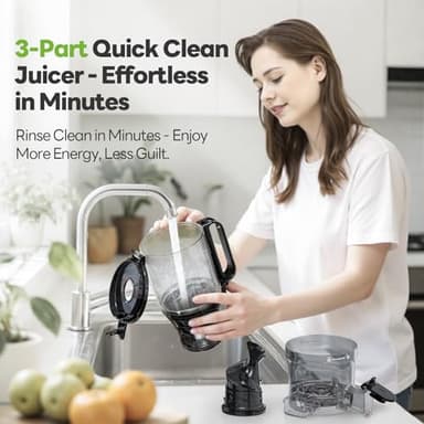 ECOSELF Juicer Machines with 5.3" Mega Mouth & Large Feed Chute, Cold Press Juicer for Whole Fruits & Vegetables, Professional Slow Masticating juicer for Batch Juicing, High Juice Yield Easy to Clean - Image 5