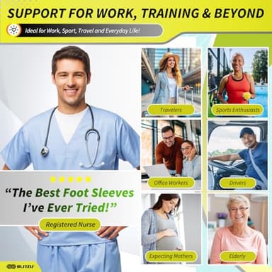 BLITZU Compression Socks for Plantar Fasciitis, Achilles Tendonitis, Arthritis Relief, Ankle Brace Compression Sleeve with Foot Arch Support, Ankle Wrap for Women, Men, Swelling & Heel Pain Pink S-M - Image 3