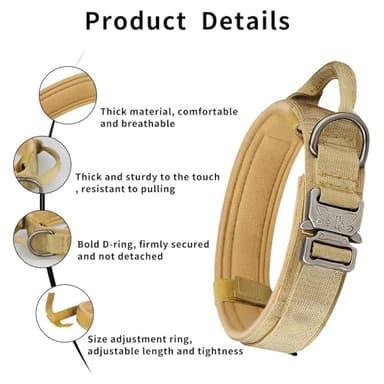 Tactical Dog Collar, Adjustable Nylon Dog Collar with Control Handle，Tactical Collar with Metal Buckle for Medium and Large Dogs(Green,L) - Image 4