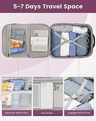 LOVEVOOK Large Travel Backpack for Women & Men, 40L Carry on Backpack for Airplanes, TSA Personal Item Travel Bag fits 17" Laptop, Waterproof Travel Essentials Airline Approved with 3 Packing Cubes - Image 9