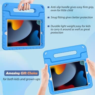 LTROP Case For iPad 9th Generation/iPad 8th Generation/iPad 7th Generation for Kids, iPad 10.2 2021/2020/2019, Shockproof Handle Stand, Blue - Image 4