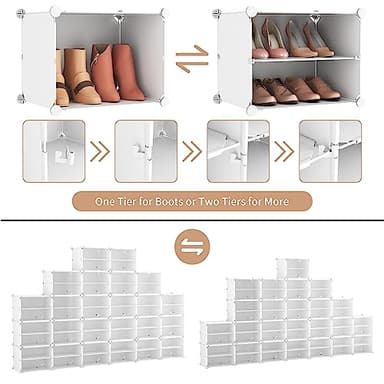ROJASOP Shoe Storage Cabinet, 12-Tier Shoe Organizer 96 Pairs Extra Large Plastic Shoe Rack with Covers Portable Shoe Rack Organizer with Doors Big Shoe Rack for Closet Entryway Bedroom - Image 5