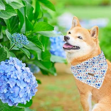 Bobo Rainbow Dog Bandana-1PC Flower Print Dog Bandanas Pet Bandanas Cute Bandanas Spring Bandanas Bibs Scarf Square Blue Soft Dog Kerchief Pet Bandanas for Small Medium Large Dogs - Image 5