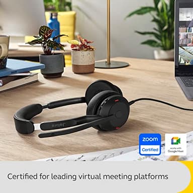 Jabra Evolve2 50 Wired Stereo Headset - with AirComfort Technology, Noise-Cancelling Mics & Active Noise Cancellation - Works with All Leading UC Platforms Such as Zoom & Google Meet - Black - Image 9