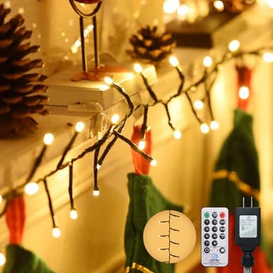 Cluster Lights Christmas 800 Led Fairy Lights 88FT Twinkle Lights with Remote 8 Modes String Lights Timer Plug in Firecracker Fairy Lights for Bedroom Outdoor Valentines Day Decorations,Warm White - Image 3