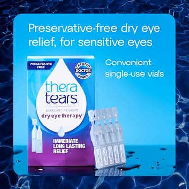 TheraTears Dry Eye Therapy Lubricating Eye Drops for Dry Eyes, Preservative Free eye drops, 30 Single-Use Vials - Image 7