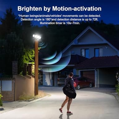 Onforu 5 Heads 55W LED Security Lights Motion Sensor Outdoor, 360° Wide Angle Wide Illumination, 5000LM Flood Light, 6500K, IP65 Waterproof, Hardwired Wall Light for Garage, Yard, Porch, Entryway - Image 4