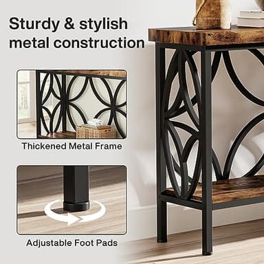 Tribesigns 70.9-Inch Narrow Sofa Table, Industrial Long Sofa Table Behind Couch, Entry Console Table with Storage for Entryway, Living Room, Foyer, Unique Design, Rustic Brown - Image 7