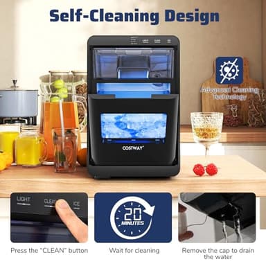 COSTWAY Countertop Nugget Ice Maker, 44 lbs/24H Chewable Sonic Ice Machine w/Self Cleaning, Ready in 6 Mins, Low Noise, Pull-Out Water Tank & Touch Control Panel for Home, Bar, Kitchen, RV - Image 3