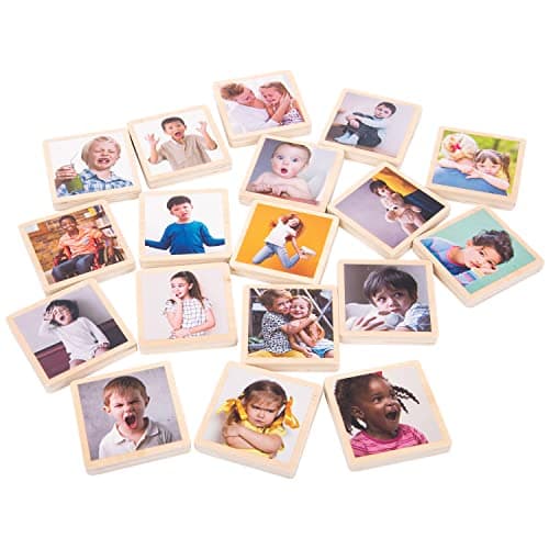 TickiT My Emotions Wooden Tiles - Set of 18 - Social Emotional Mindfulness Toy for Toddlers 2+ - Real Images - Learn to Identify and Discuss Emotions - Image 1