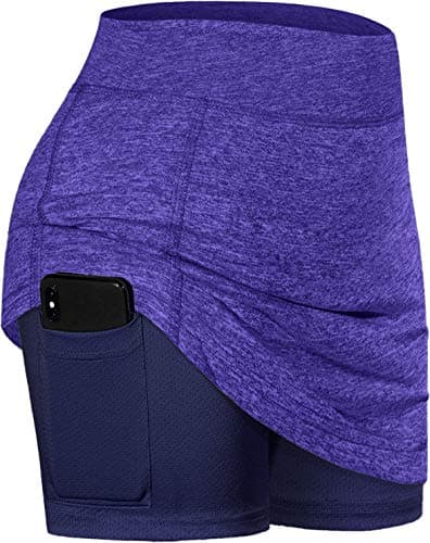 BLEVONH Womens Summer Tennis Skirts with Shorts Underneath, Pickleball, Athletic, Workout and Golf Skorts with Pockets Purple Small - Image 1