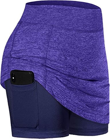 BLEVONH Womens Summer Tennis Skirts with Shorts Underneath, Pickleball, Athletic, Workout and Golf Skorts with Pockets Purple Small - Image 1