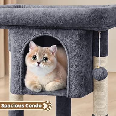 Yaheetech 23.5in Cat Tree Tower, Cat Condo with Sisal-Covered Scratching Posts, Cat House Activity Center Furniture for Kittens, Cats and Pets - Dark Gray - Image 8