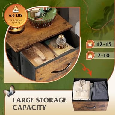 WLIVE Dresser with 4 Drawers, Fabric Storage Tower, Organizer Unit for Bedroom, Hallway, Entryway, Closets, Sturdy Steel Frame, Wood Top, Easy Pull Handle, Rustic Brown Wood Grain Print - Image 4