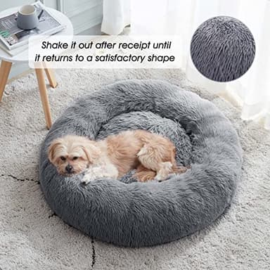 WESTERN HOME WH Calming Dog & Cat Bed, Anti-Anxiety Donut Cuddler Warming Cozy Soft Round Bed, Fluffy Faux Fur Plush Cushion Bed for Small Medium Dogs and Cats (20"/24"/27"/30") - Image 3