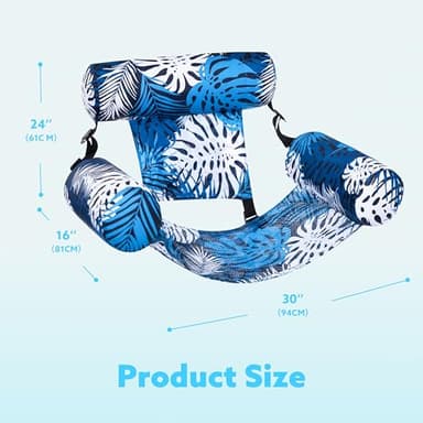 SLOOSH Pool Floats Chairs Adult,Inflatable Pool Lounge,Plant Pattern Floating Mat Hammock,Blow up Water Chairs Noodles rafts for Party Summer Water Beach Fun,Blue Leaves - Image 6