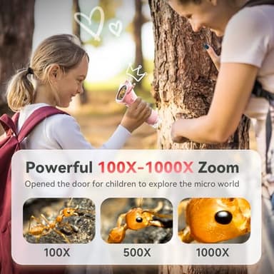Hideal HP40 Microscope for Kids [Easy and Fun] 2" IPS Portable Handheld Kids Microscope Miniscope, Pocket Mini Scope Educational Science Kit, Birthday Easter Gifts for Kids, PC View, Pink - Image 6