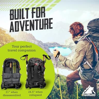 TrailBuddy Trekking Poles – Lightweight 7075 Aluminum Hiking Poles for Women, Men & Seniors – Collapsible Walking Sticks for Travel, Trails & Balance - Image 5