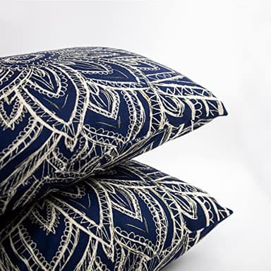 Suklly Plush Square Modern Navy Blue Abstract Floral Illustration Hidden Zipper Home Sofa Decorative Set of 2 Throw Pillow Cover Cushion Case 16x16 Inch Design Printed Pillowcase - Image 7