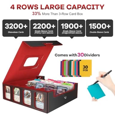 Gomyrod Card Storage Box 3200+ MTG Deck Box with 30 Colorful Divider, 4 Row Commander Trading Card Cases with Portable Handle & Display Windows, Fits for MTG/TCG/Magic Cards, Patented Design - Image 5