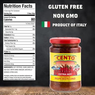 Cento Extra Hot Calabrese Peperoncino Spread, 9.87 Oz, Spicy Italian Calabrese Peppers with Oil, Vinegar and Sea Salt, Made in Italy - Image 2