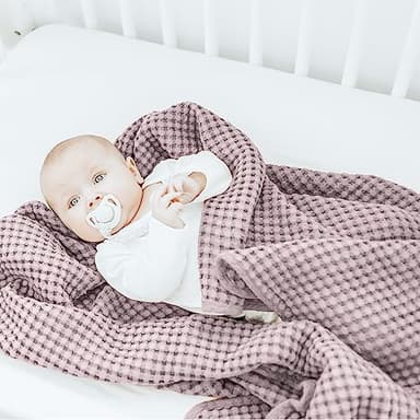 Konssy Waffle Baby Blanket - Soft & Cozy Nursery Swaddle Blanket, Lightweight Toddler Throw for Boys & Girls, Ideal for Wrapping(Purple) - Image 7