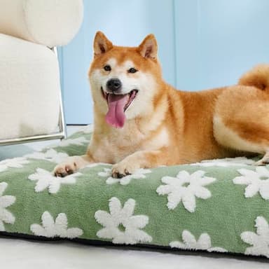 LE SURE Dog Beds Large Sized-Thick Shredded Chopped Foam Pet Bed Indoor with Removable Cover, Cute Modern Fuzzy Plush & Anti Slip Bottom, Green - Image 6