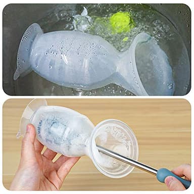 Haakaa Manual Breast Pump Silicone Breast Pump Milk Saver Milk Pump with Suction Base and Flower Stopper 100% Food Grade Silicone BPA Free (5oz/150ml) (White) - Image 7