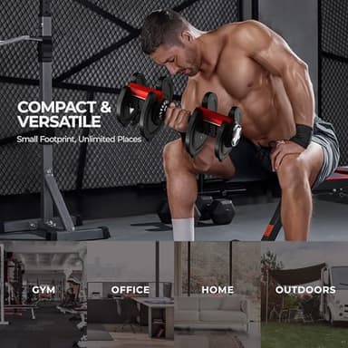 Yaheetech Adjustable Dumbbell Set 90lbs Fast Adjust Dumbbells Pair 2 in 1 Dumbbell Weight Set Free Weight Used as Barbell, with Tray for Men/Women Strength Training Equipment - Image 9