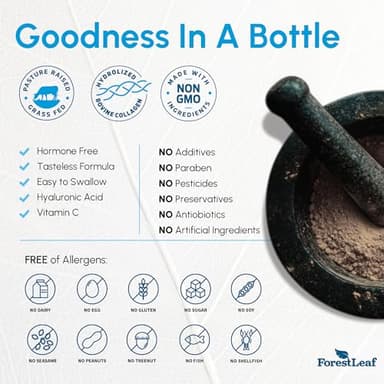 ForestLeaf Multi Collagen Pills with Hyaluronic Acid + Vitamin C | Hydrolyzed Collagen Supplements for Women or Men | Multi Collagen Capsules Peptides for Skin, Wrinkles, 120 Caps - Image 6