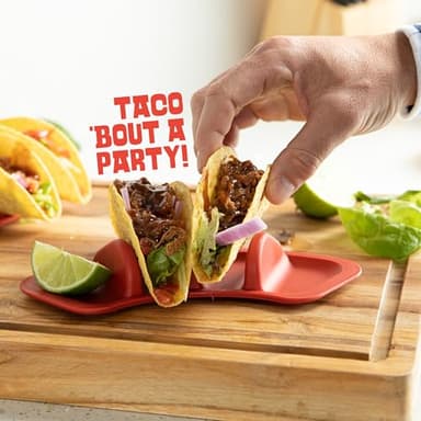 Taco Tuesday Kit - Taco Bar Serving Set for a Party - 30oz Heated Pot, 4 Taco Holders, & Detachable Lazy Susan Tray - Taco Night Fiesta – Unique Couple & Housewarming Gift Set Ideas - Image 6