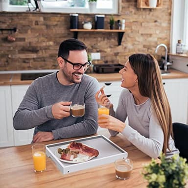 Artmeer Bed Tray Table with Folding Legs,Bamboo Breakfast in Bed for TV Table, Laptop Computer Tray,Eating,Snack Tray (White) Large Size - Image 6