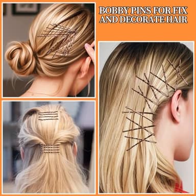 Teenitor 300pcs Bobby Pins Hair Pins Kit, 100 Hair Pin for Women 100 Bobby Pins Brown and 100 Hair Bands, Hair Pins for Buns 2inch 2.36inch 2.75inch - Image 5