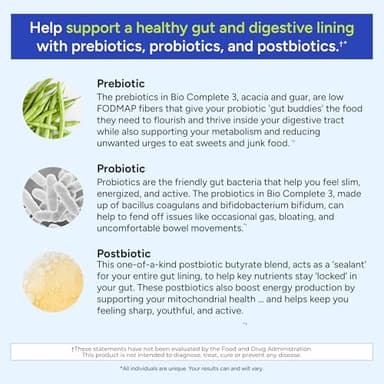 Gundry MD® Bio Complete 3, 3-in-1 Probiotics for Gut Health, Probiotic Supplements for Digestion, Supplement Supporting Bloating, Gas, Food Cravings, Energy Levels, Skin, and Focus, 30 Day Supply - Image 4
