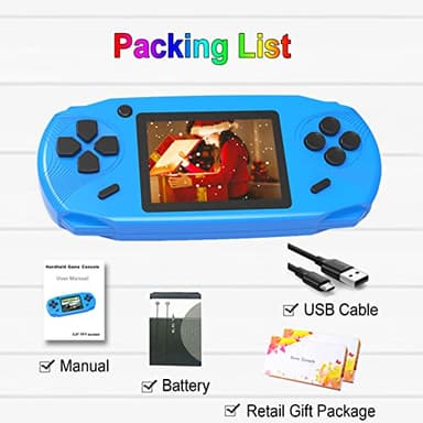 Beijue 16 Bit Handheld Games for Kids Adults 3.0'' Large Screen Preloaded 100 HD Classic Retro Video Games USB Rechargeable Seniors Electronic Game Player Birthday Xmas Present (Blue) - Image 7
