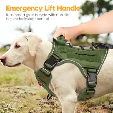 Heavy-Duty Tactical Dog Harness for Large Dogs, No Pull Adjustable Reflective Pet Vest with Molle System, K9 Military-Grade Control for Service Training, Outdoor & 10+ Breeds, Green, Small - Image 8