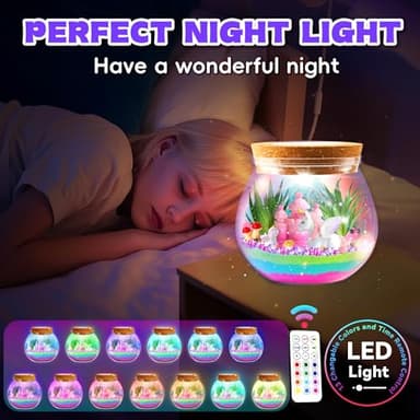 VigorFun Unicorn Terrarium Kit for Kids - Creative LED Night Light Gifts for Girls Birthday Age 3+, DIY Arts & Crafts Light Up Kit, Unicorn Toys for Kids 4 5 6 7 8 9 10 Year Old - Image 4